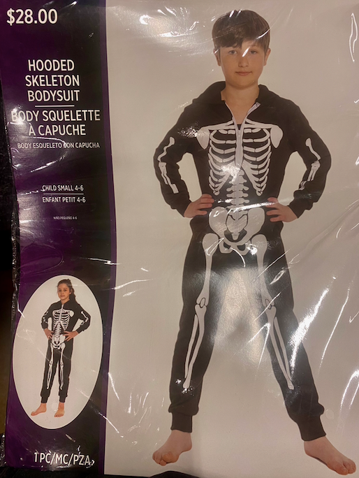 1pc. Hooded Skeleton Bodysuit - Child Small 4/6