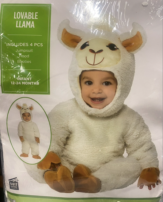 4pc. Lovable Llama Costume: Infant 12-24M