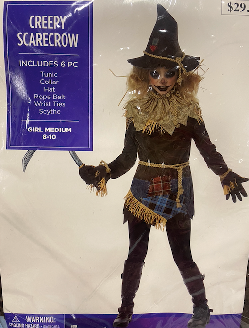 6pc. Creepy Scarecrow Costume: Girls' Medium 8-10