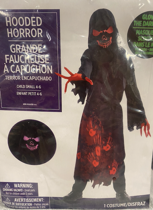 5pc. Glow In The Dark Hooded Horror: Youth Small 4-6