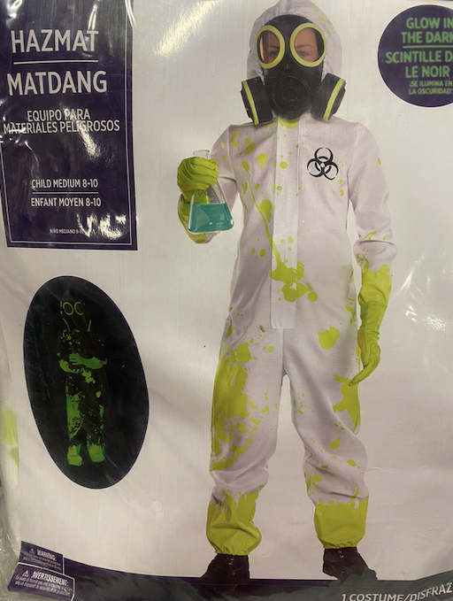 6pc. Glow In The Dark Hazmat Costume: Youth Medium 8-10