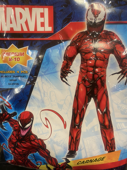 4pc Marvel Carnage Costume: Youth Medium 8-10