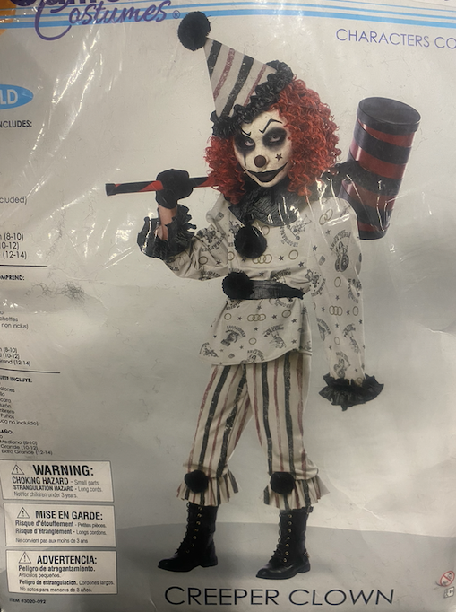 8pc Creeper Clown Costume: Youth Medium