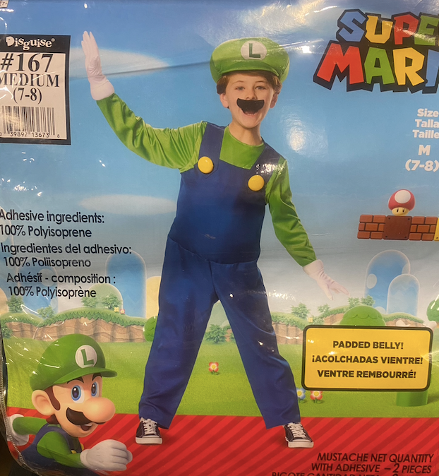 5pc Luigi Costume: Youth Medium 7-8