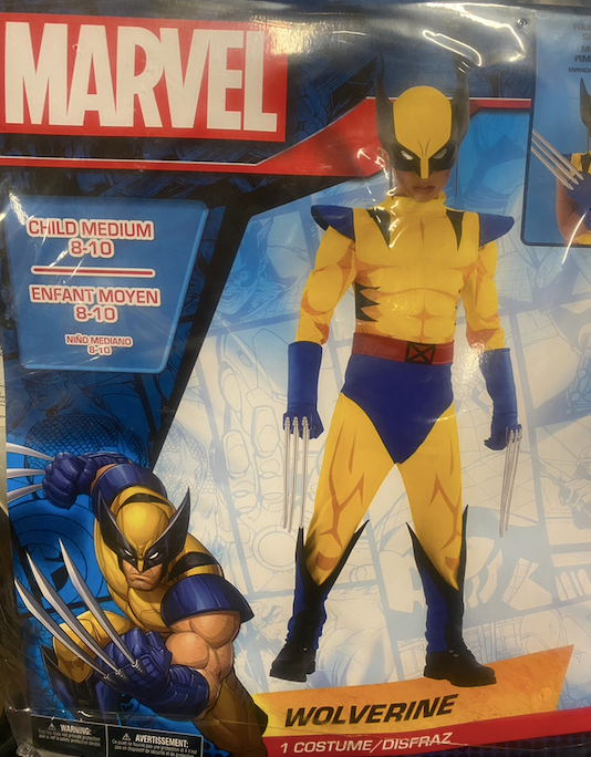 7pc Marvel Wolverine Costume: Youth Medium 8-10