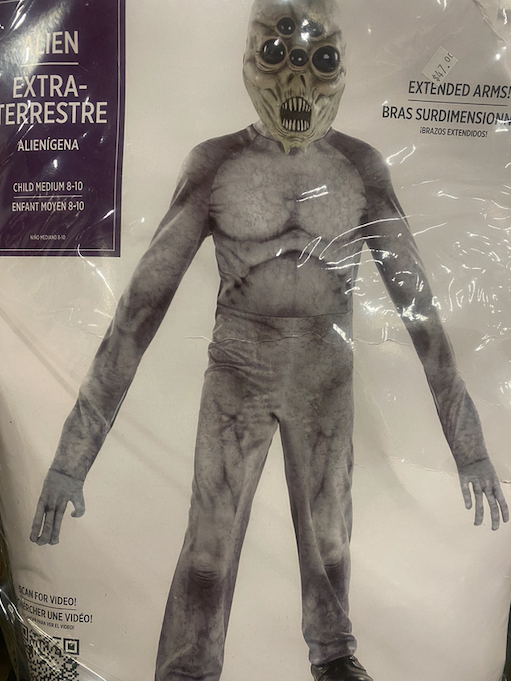 Extended Arms Alien Costume: Youth Medium 8-10