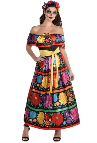 Sugar Skull Beauty Costume: Adult Large 10-12