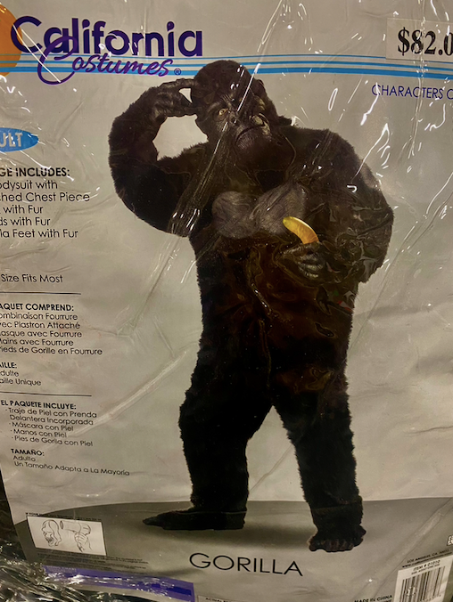 Gorilla Costume: Adult One Size Fits Most
