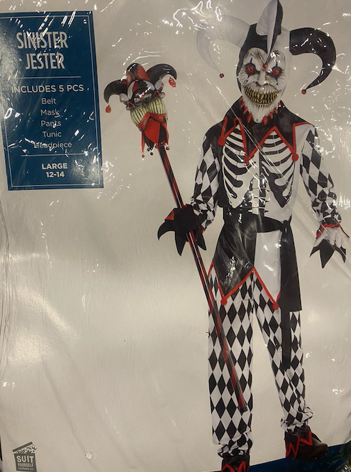 5pc. Sinister Jester Costume: Youth Large 12-14
