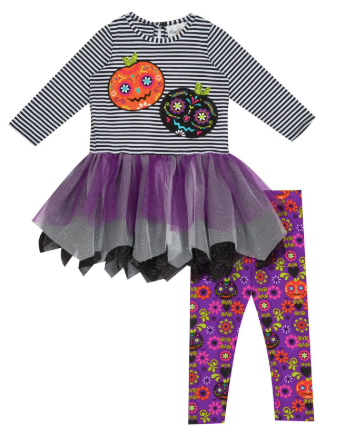Emily Rose Girl's Applique Halloween Tutu Tunic & Legging Set 2T