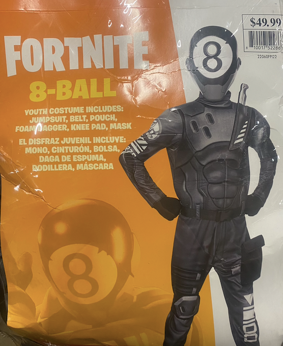 6pc. Fortnight 8-Ball Halloween Costume: Youth Large 10-12