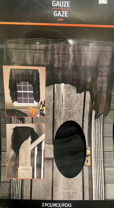 Halloween Decor: 2pc Black Gauze 20'