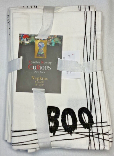 White/Black Boo Jack-O-Lantern Halloween Napkins - 8ct