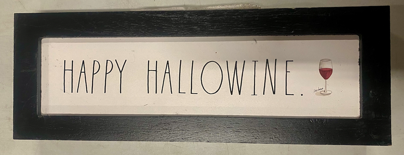 "Happy Hallowine" Wood Block Halloween Decor