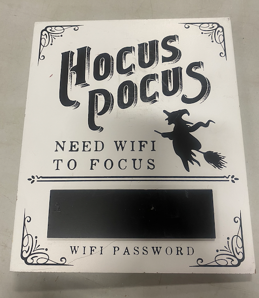 10" Hocus Pocus Hanging Halloween Table Top WIFI Sign
