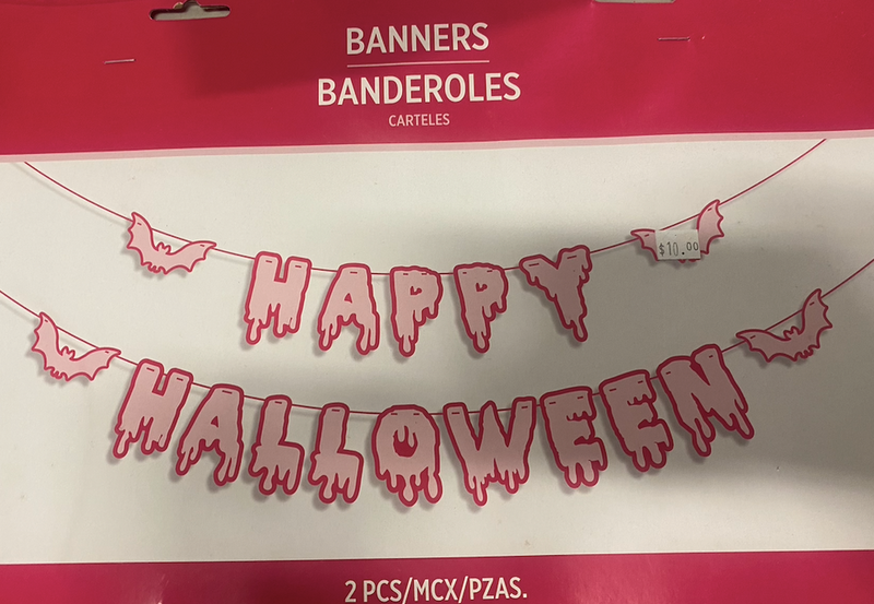 2pc. Pink "Happy Halloween" Banner