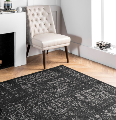 Smoky Vintage Distressed Medallion Area Rug 4'x6'
