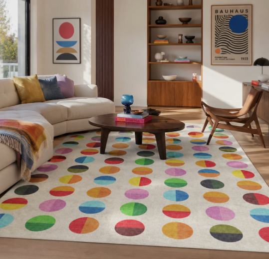 Well Woven Modern Multi Color Polka Dot Washable Kids Area Rug 8'x9'6'