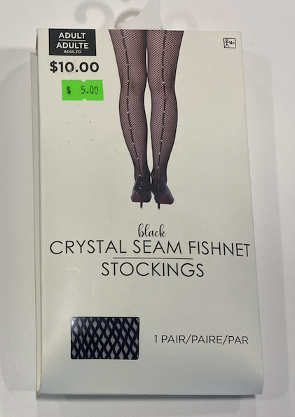 Black Crystal Seam Fishnet Stockings - Adult Standard Size
