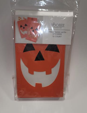 Halloween Treat Bags w/Stickers Pumpkin 12ct