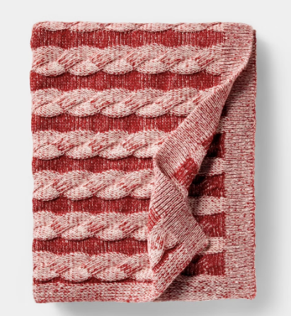 50"x60" Twisted Cable Throw Blanket Burgundy and Cream