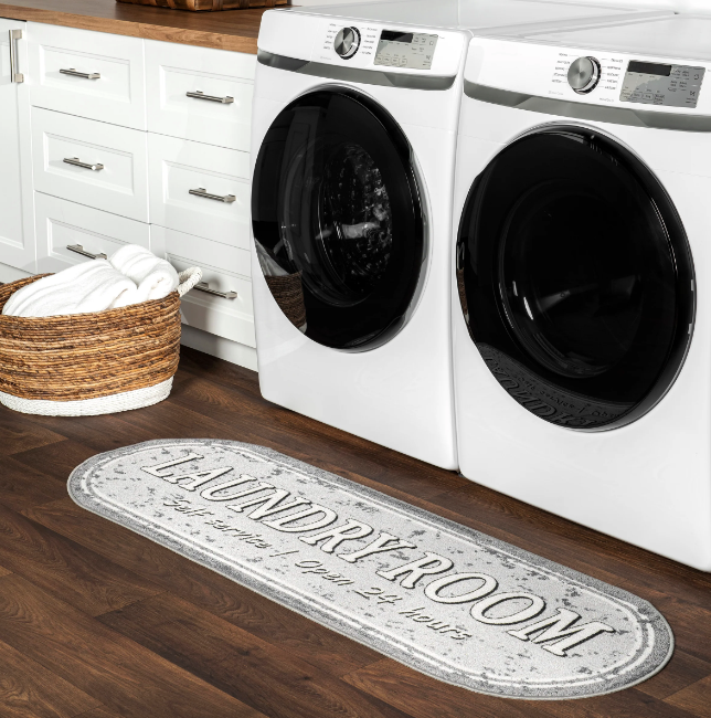 Graphic Machine Washable Laundry Mat Light Gray 20"x59