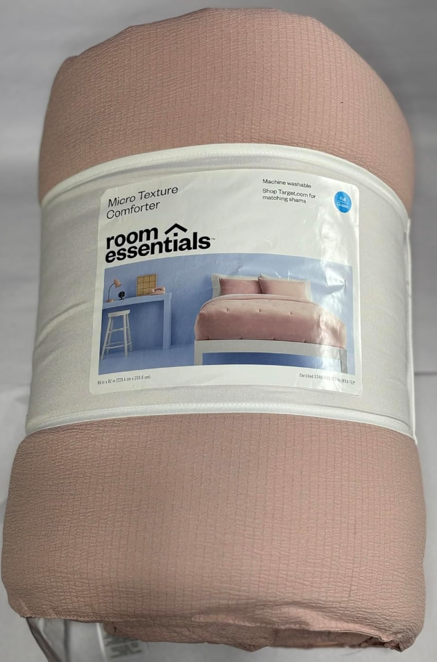 Micro Texture Comforter, Full/Queen, Light Pink