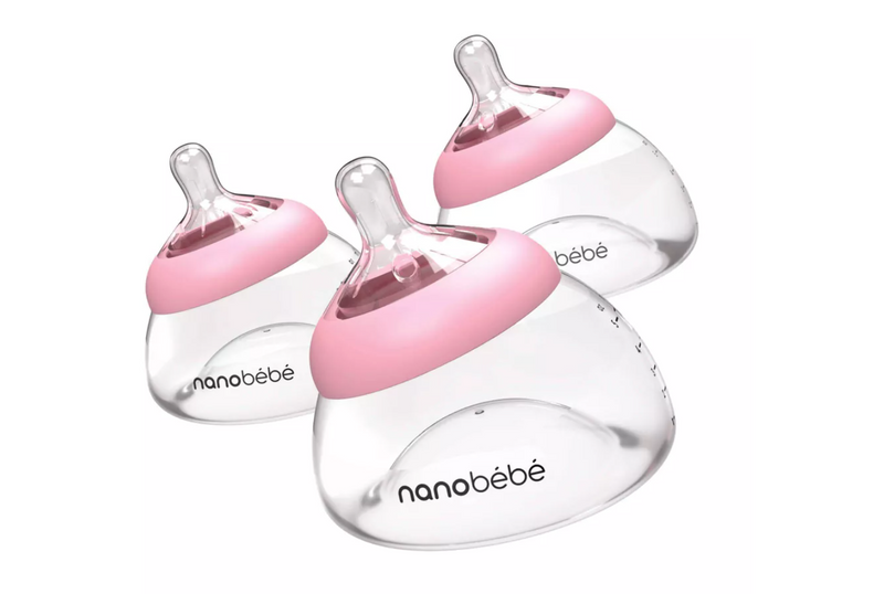 nanobebe Breast Milk Baby Bottle - Pink - 3pk