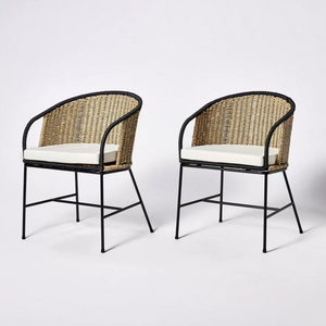 2pc Westcliff Seagrass Dining Chairs - Natural/Black