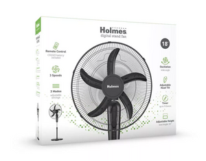 Holmes 18" Digital Oscillating 3 Speed Stand Fan with Remote Control Black