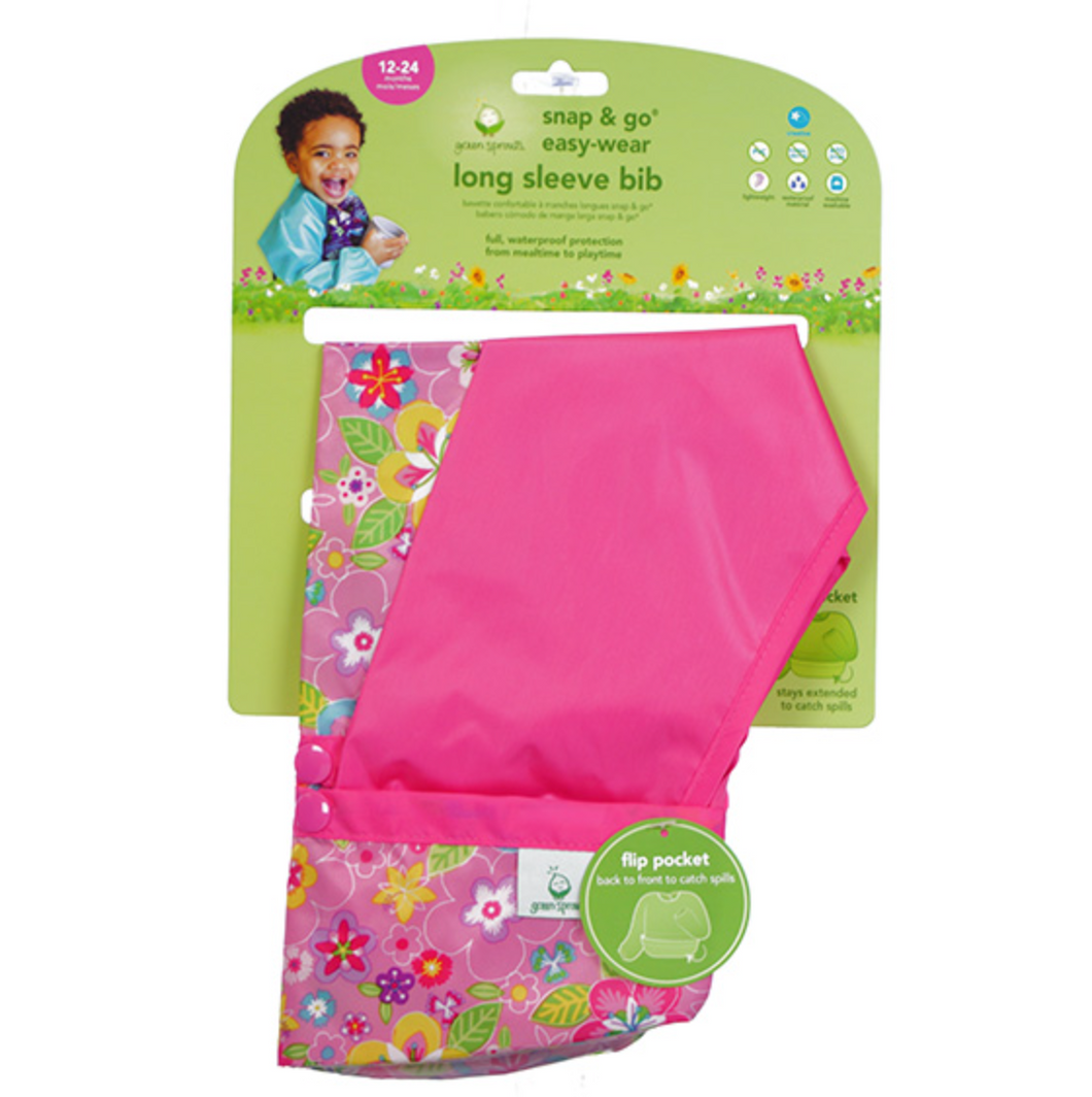 Snap & Go Long Sleeve Bib 12-24Mo - Pink Flower