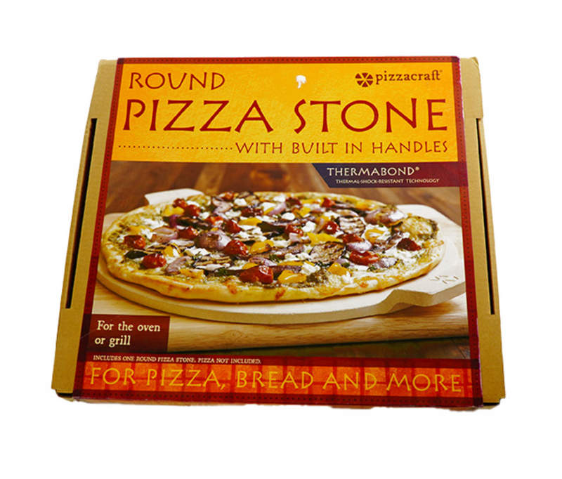 Round Pizza & Baking Stone 14.5in With Built In Handles