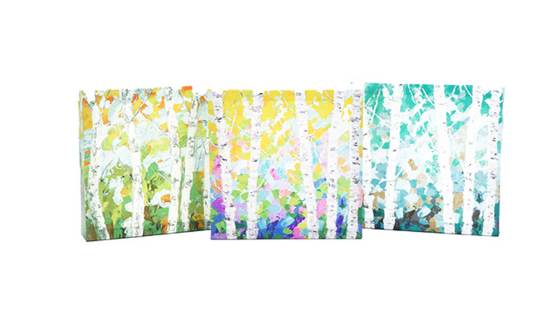 Wall Art 3PC Colorful Birch 8X8"