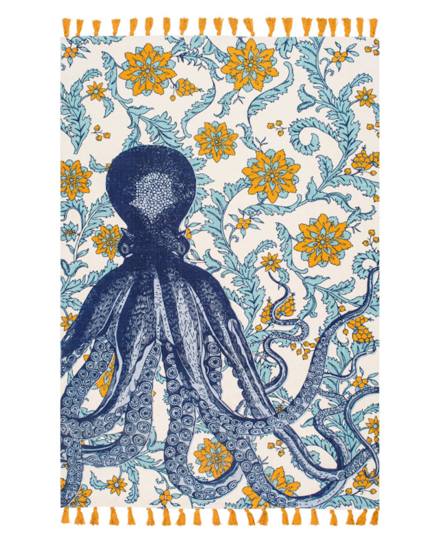 5' x 8' Thomas Paul Flatweave Cotton Octopus Rug