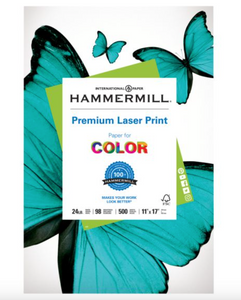 Hammermill Premium Laser Print Paper - White 98 Brightness - Ledger/Tabloid - 11" x 17" - 24 lb Basis Weight *WAREHOUSE ITEM*