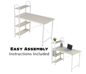 Computer Desk w/Shelves - White Frame