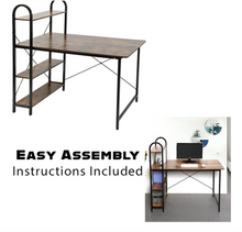 Load image into Gallery viewer, Computer Desk w/Shelves Rustic / Black Frame

