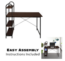 Load image into Gallery viewer, Computer Desk w/Shelves - Walnut/Black Frame
