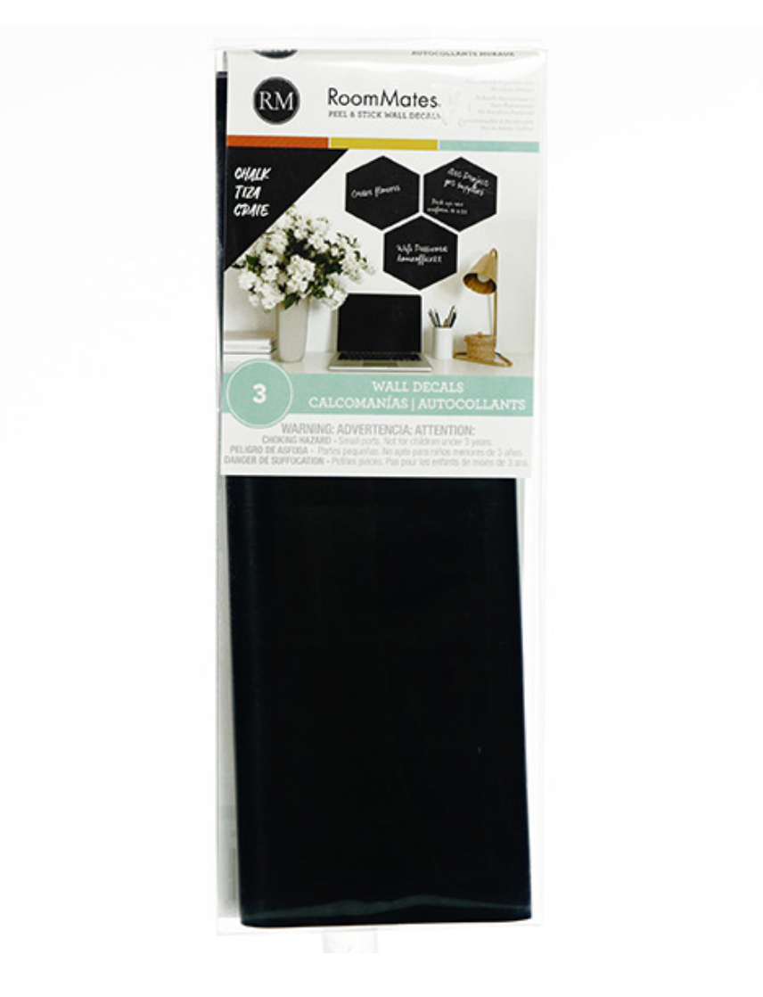 Black Chalk Hexagon Peel & Stick Wall Decals 13x5in