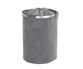 Laundry Bin Gray Freestanding w/Metal Rim & Drawstring