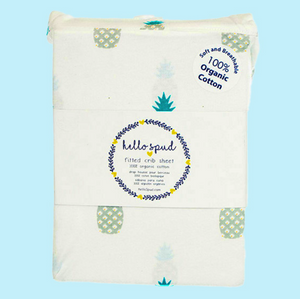 100% Organic Cotton Fitted Crib Sheet - Pineapple