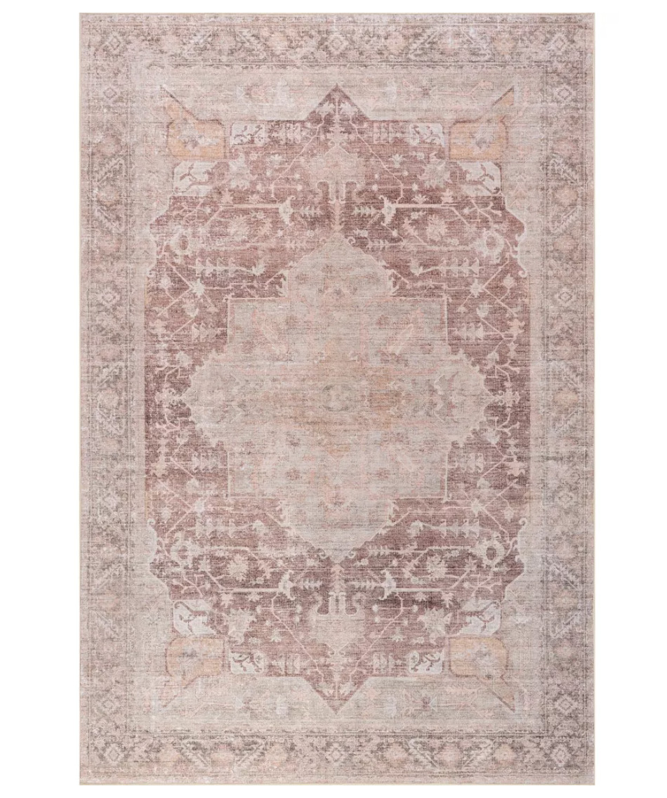 Rosa Machine Washable Distressed Vintage Medallion Area Rug 9' x 12'
