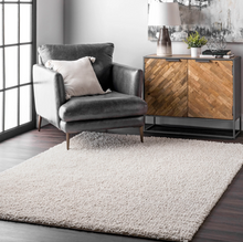 Load image into Gallery viewer, Clare Solid Shag Area Rug 5&#39; 3&quot; x 7&#39; 6&quot; White
