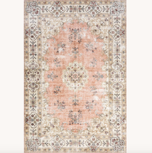 Load image into Gallery viewer, Rosette Medallion Washable Rug Peach 6&#39; x 9&#39;

