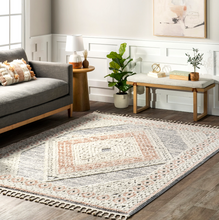 Load image into Gallery viewer, 5&#39; x 8&#39; Acacia Raised Diamond Tasseled Area Rug
