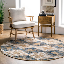 Load image into Gallery viewer, Hand Braided Marla Denim And Jute Diamonds Area Rug 6&#39; Round

