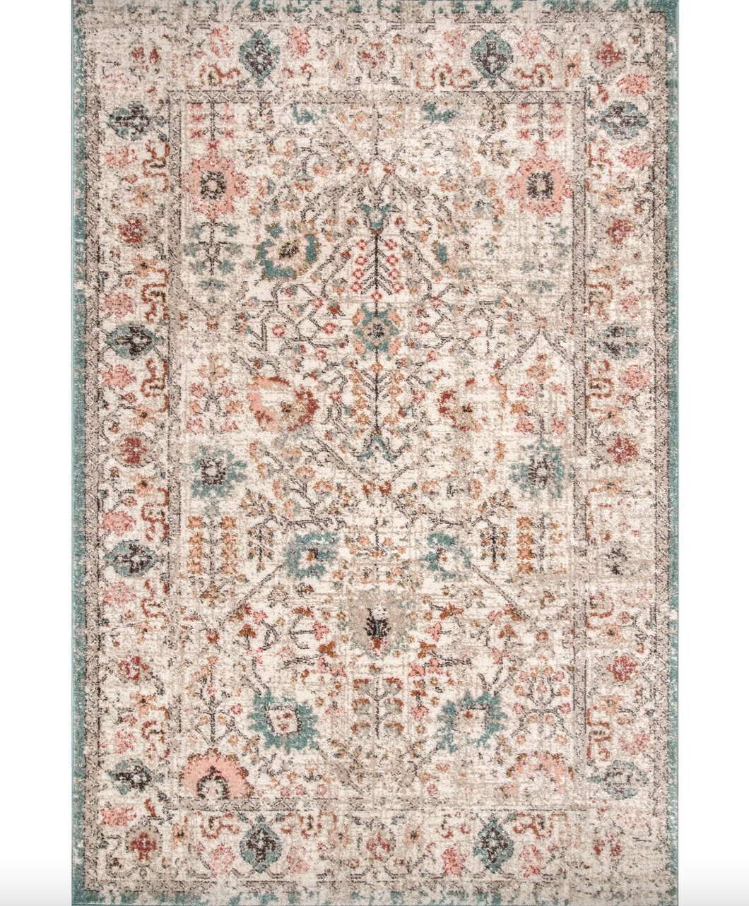 Lenore Vintage Floral Area Rug Beige 5' 3