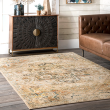 Load image into Gallery viewer, Tribal Medallion Tabetha Rug Tan 4&#39; x 6&#39;
