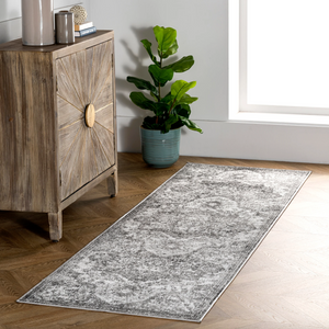 Maryanne Transitional Medallion Area Rug Gray 2' 6" x 12' Runner