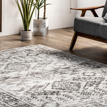 Load image into Gallery viewer, Serena Washable Seesaw Area Rug Gray 3&#39;3&quot; x 5&#39;
